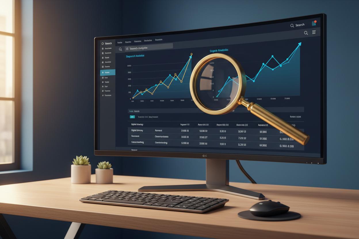 SEO analytics dashboard with search performance metrics